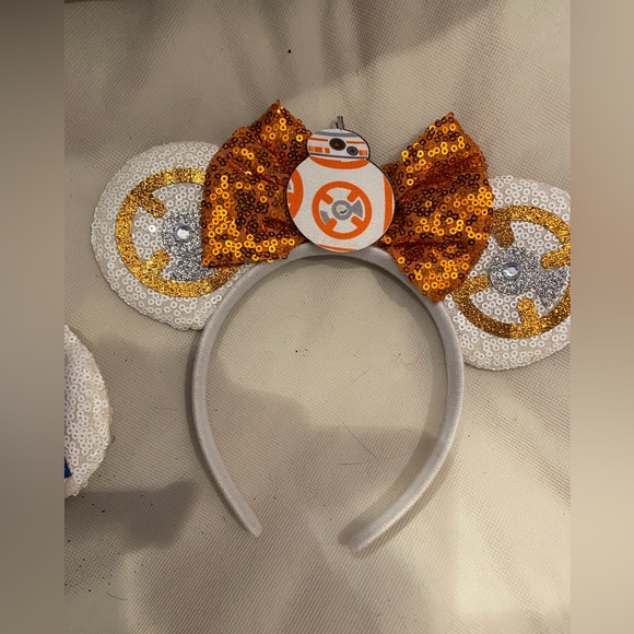 2 Star Wars Sequin Bow Headband Set - Blue and Orange adult or kids - Picture 3 of 7